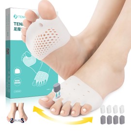 【8個スペーサー＆トレーニングベルト付き】Tenicore 足指広げる 足指パッド 足親指サポーター 母趾サポーター 小趾サポーター 靴擦れ 靴ずれ防止 シリコン素材 水洗可 フリーサイズ トレーニングベルト付き TL338AF