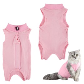 Tibapla Cat Recovery Suit Kitten After Surgery Onesie Surgery Recovery Suit E-Collar Alternative for Cats and Dogs Anti-licking Surgery Recovery Suit for Abdominal Wounds or Skin Diseases (Pink, S)