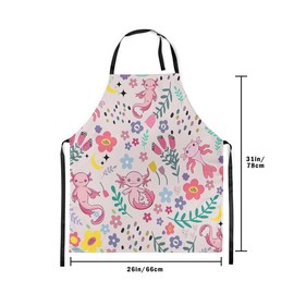 Erosebridal Floral Axolotl Apron 31x26 inch for Cooking,Pink Axolotl Chef Apron for Kids Teens Girls,Coastal Reptile Kitchen Apron Summer Ocean Printed Cooking Apron