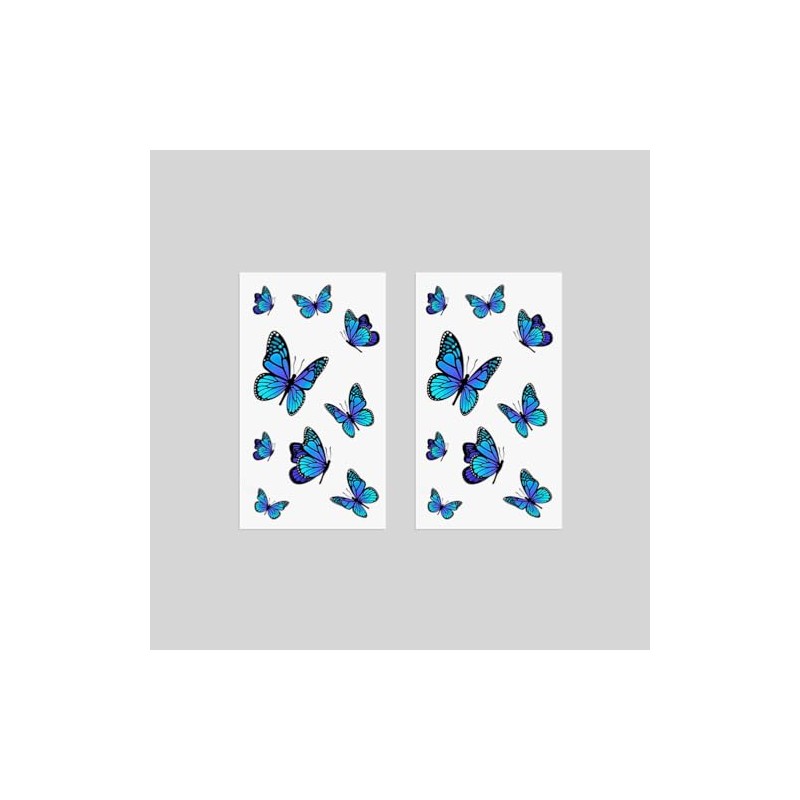 Oottati 2 Sheets Small Tiny Temporary Tattoo Stickers Blue Butterfly