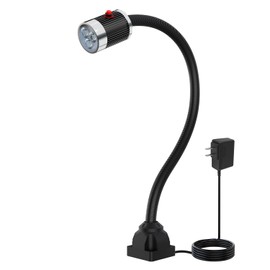 900 Lumens LED Machine Shop Light, IP65 Water Proof Flexible Gooseneck Lamp, 20" Adjustable Gooseneck w/Screw Base for Lathe, Drill Press, and Workbench