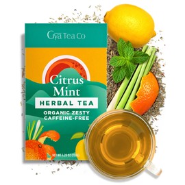 Gya Tea Co Citrus Mint Loose Leaf Tea - 5.29 Oz 70 Cups - Rich in Peppermint, Lemongrass, Orange Peel for Rest & Throat Comfort - Refreshing, Delicious & Robust Flavor
