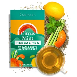 Gya Tea Co Citrus Mint Loose Leaf Tea - 5.29 Oz 70 Cups - Rich in Peppermint, Lemongrass, Orange Peel for Rest & Throat Comfort - Refreshing, Delicious & Robust Flavor