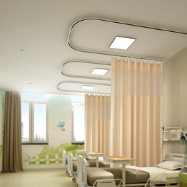 Cniuyhi 5ft Wide x 8ft Tall Hospital Curtain Inherent Flame Retardant Medical Privacy, Room Divider Medical Curtains with Grommet for Hospital, School Nursery, Lab,Clinic (1 Panel, Beige, 5x8ft)