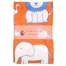 Gauze Tenugui, Animal Orange, Made in Japan, 100% Cotton, 34.6 x 13.8 inches (88 x 35 cm), Iroha Mameo Series