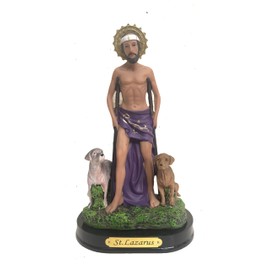 San Lazaro Estatua Saint St. Lazarus Statue Sculpture in Resin Home Decor Decoration 8.5" Inch