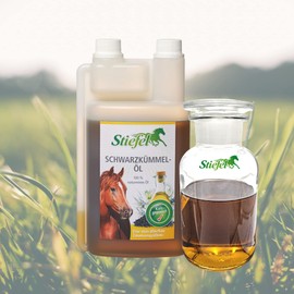 Stiefel Black Cumin Oil for Horses 100% Natural Oil Cold Pressed for Skin, Coat, Respiratory Tract, Immune System & Digestion Dispensing Bottle 250ml
