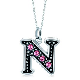 LovelyJewelry Pink Letter N Alphabet Initial Charms Bead Necklace Pendant