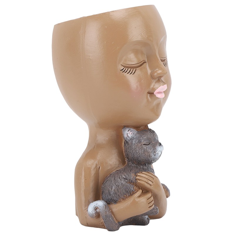 Funny Face Planter Pot Girl Head Planter Innovative Decorate Resin