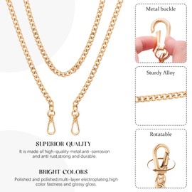 Sumhao Bag Chain, 2PCS Silver+Gold Purse Chain with Buckle, Replacement Purse Chain Strap, 47in Bag Chains For Handbags Women DIY Purse Bag Shoulder Crossbody Shoulder Bag Crafts Making