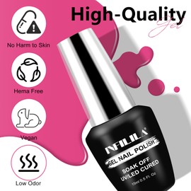 NXJ INFILILA Pink Gel Nail Polish, 15ml 0.51oz One-Stroke Coloring Light Pink Gel Polish, Hema Free Pink Gel Polish Long Lasting High Gloss Soak Off UV Gel Nail Manicure Salon DIY for Girls SQ129