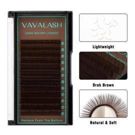 VAVALASH VAVALASH Colored Lash Extensions Dark Brown Eyelash Extensions 0.03 0.05 0.07 0.15 Volume Lash Extension 13-20mm Mixed Lashes C D Curl Premium color Lashes Extension(Dark Brown-0.07-C-13-20mm)