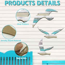 HINGTAI 3-Piece Beach Wall Decoration, Wall Art, Wooden Seagull Decoration, Beach Decorations, Decorations with Coastal Motif, Beach Seagull Decor, Ocean Decorations, Stenskulpturen der Seem?wen