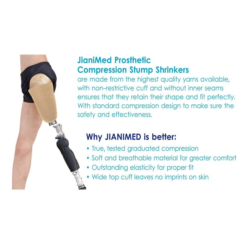 JianiMed Prosthetic Stump Shrinkers– Above Knee, 30cm, Compression, Amputee Socks,
