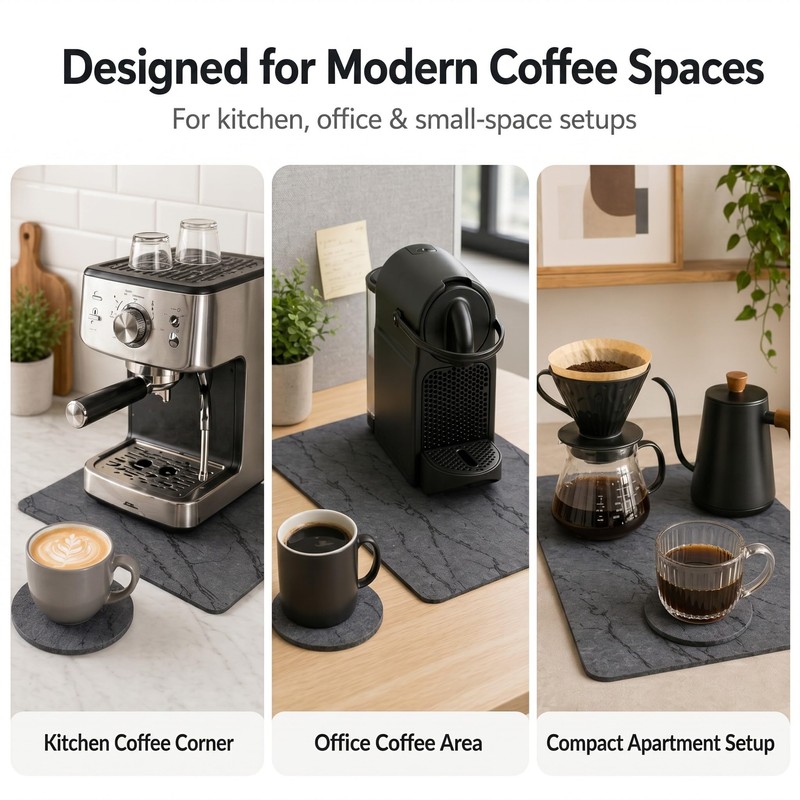 Stone Coffee Bar Mat for Countertop, Diatomaceous Earth