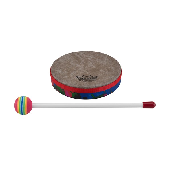 REMO Drum, KIDS PERCUSSION®, Hand Drum, 6" Diameter, 1.25" Depth, Fabric Rain Forest