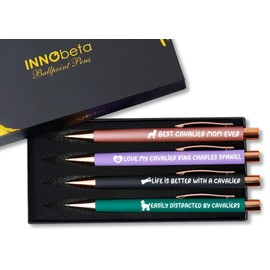 InnoBeta Cavalier King Charles Dog Gifts, Dog Mom Gifts for Women, Ballpoint Pen Set of 4, Gifts for Dog Lovers for Mother's Day, Christmas, Birthday - Cavalier Mom