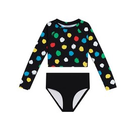 Kanu Surf River Langarm-Rashguard für Mädchen, LSF 50+, zweiteiliges Schwimmset, Cori Black, 12