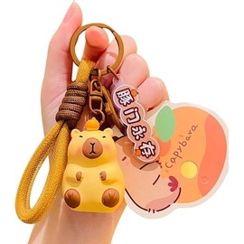 [LeChengMM] Super Cute Idea Funny Capybara Keychain Keychain Bag Pendant Character Keychain for Men Women (Type 1)