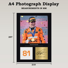 Oscar Piastri Gift Signed A4 Print Display Framed Formula 1 Gifts Digitally Reproduced Signature Mclaren Formula 1 Racing Team Gift (Framed)