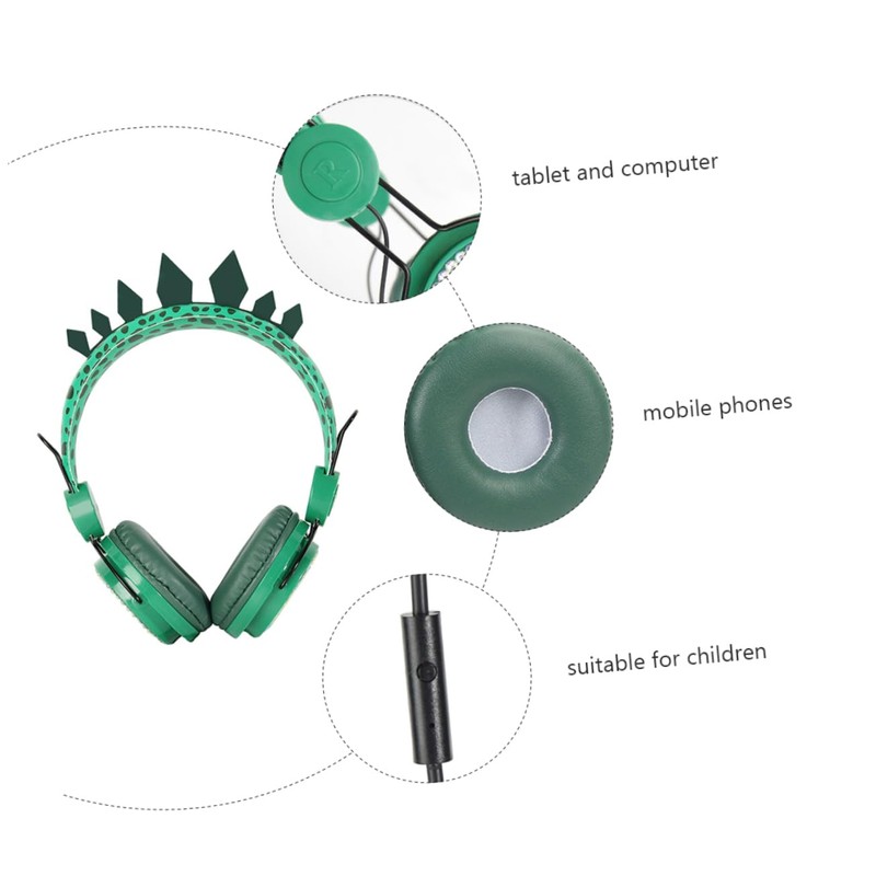 TEHAUX Rhinestone Dinosaur Headset with Mic Comfortable Over Ear Headphones