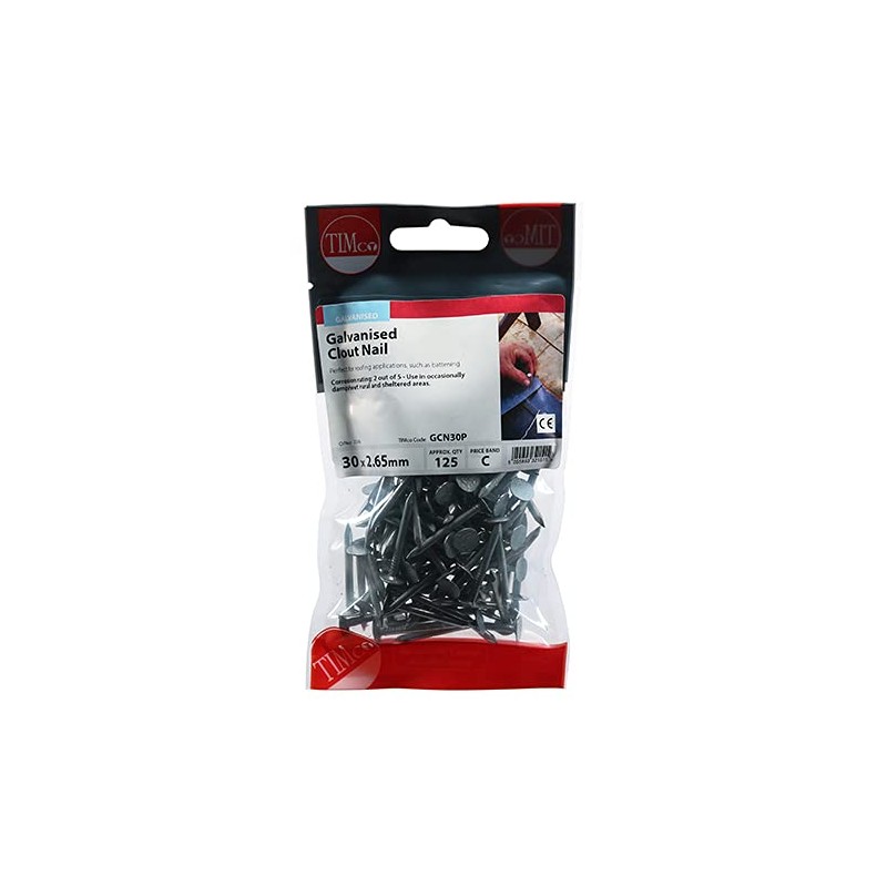 TIMco GCN30P Galvanised Clout Nails 30 x 3.00 - (Bag