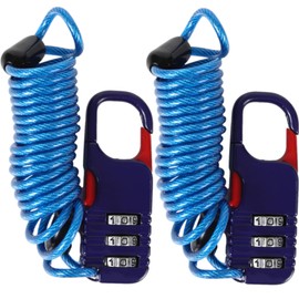 Amazing Harmony Padlock Dial 3 Digit Wire Lock Bicycle Security Key Lock Bike Cable Travel Suitcase (Blue x 2 Pack)