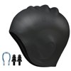 Unisex Silicone Swimming Cap with 3D Ear Protection, Keep Hair