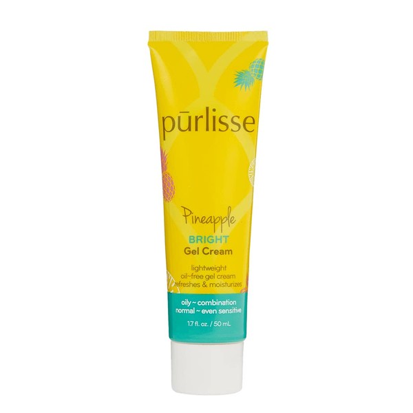 Purlisse Pineapple Brightening Gel Cream Cruelty-free & clean, Paraben & Sulfate-free, Pineapple brightens skin, Antioxidants revive and rejuvenate| 1.7 fl oz