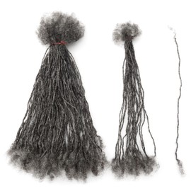 EV&ET Handmade Interlocking Sisterlocks Curly Tips 100% Real Human Hair Permanent Micro Locs Extensions Natural Looking Soft Dreadlocks Can Be Bleached and Dyed (#salt&pepper 40pieces, 10inch 0.2cm)