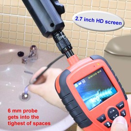 Poseidon Articulating Industrial Endoscope - Borescope Inspection Camera, 2.7inch LCD Screen Digital, Semi-Rigid IP67 Waterproof Video Recording 2M Snake Camera 6mm Probe with 6 LED Lights