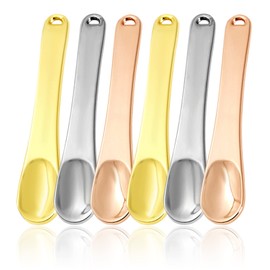 Pack of 6 Mini Cosmetic Spatula, Metal Cosmetic Spatula, Cosmetic Mask Spatula, Cosmetic Spatula, Small Cosmetic Spoon, Mask Spatula for Cream Spatula, Masks (Gold, Silver, Rose Gold)