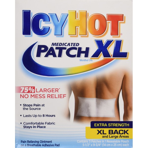Icy Hot Extra Strength Medicated Patch, 3 Count, 2 Pack.