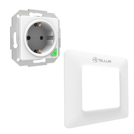 TELLUR SMART Wlan Wandsteckdose, Wlan Alexa Steckdose mit Schalter, Kompatibel mit Alexa & Google Home, Intelligente Steckdose mit Sprachsteuerung, Fernbedienung und Zeitplan, 3000 W, 16 A, Weiß