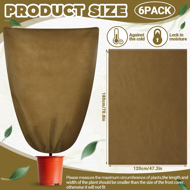 Wesnoy 6 Pcs Winter Plant Covers Freeze Protection 48" x