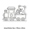 Medium 100mm 'Christmas Train with Teddy Bear' Permanent Sticker Decal