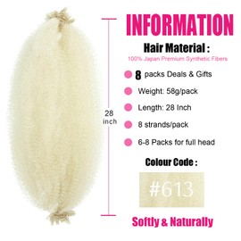 Afro Twist Hair 28 Inch 8 Packs, Springy Afro Twist Hair Pre Fluffed Spring Twist Hair Pre Stretched Wrapping Hair for Soft Locs Hair Extensions (8-613#)