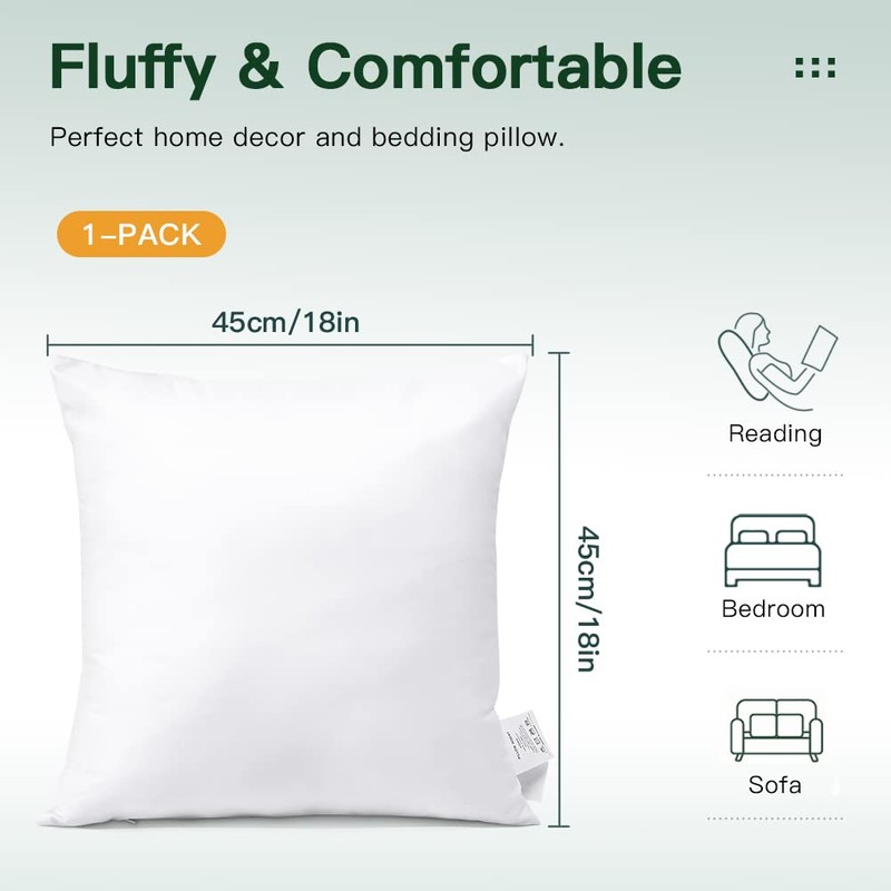 OTOSTAR Throw Pillow Insert, 18 x 18 Square Cushion Inner