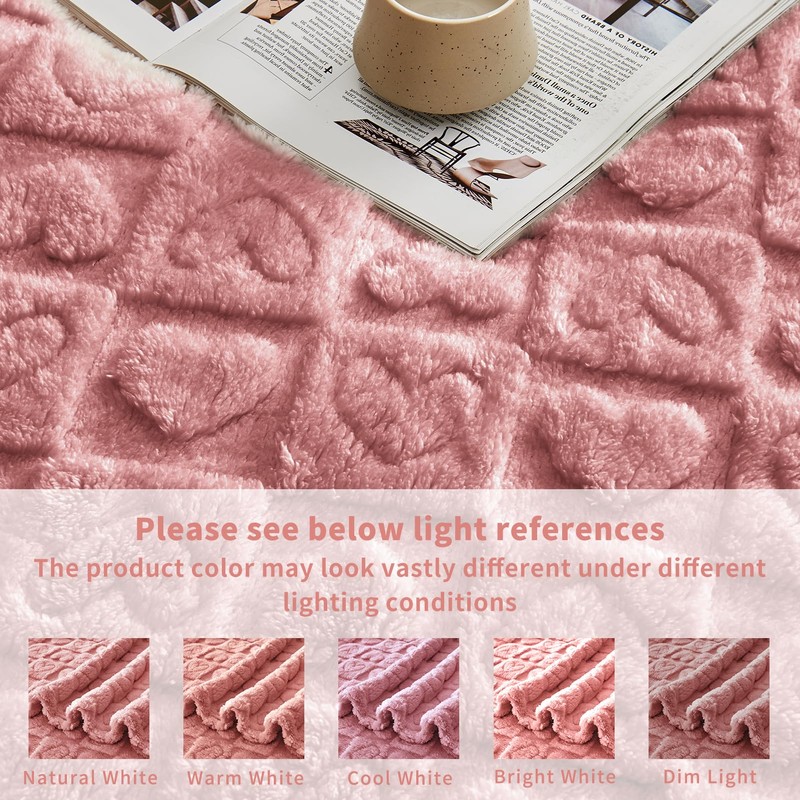 FY FIBER HOUSE Throw Blankets with Heart Checkered,Soft Warm Blankets