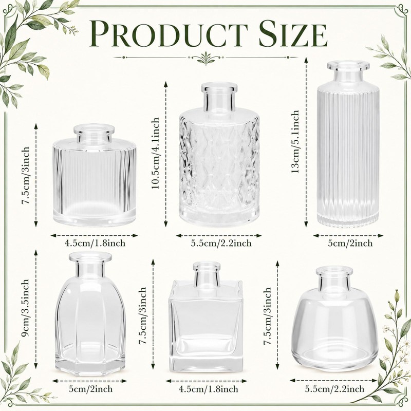 Romooa 6 Pcs Hanging Planters Glass Vases Transparent Glass Terrariums