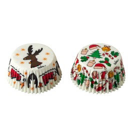 Decora, 0339905, Confezione da 36 Pirottini Tematici, Renna, Comodissimi Pirottini per Cuocere, Presentare e Regalare Muffin, Resistono fino a 220°, In comodo Blister, Dimensione ø 50 x 32 cm