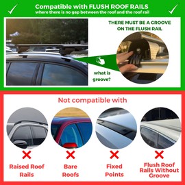 Universal Roof Rack Cross Bars - 42 to 56" Crossbars Fits Flush Roof Rail Cars & SUVs | Adjustable Aluminum Aero Bars for Rooftop, Luggage, Cargo Carrier, Canoe, Kayak, Bike, Size: 50" | Silver