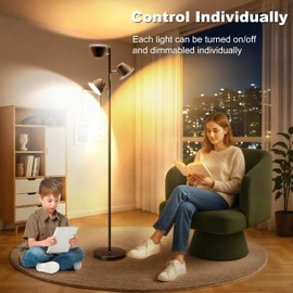 LED Tree Floor Lamp 42W, 4200 Lumens Super Bright Floor Lamps for Living Room with Remote & Touch Control, 3 Rotatable Lights 4 Color Temperatures, Modern Tall Standing Lamp for Bedroom Office