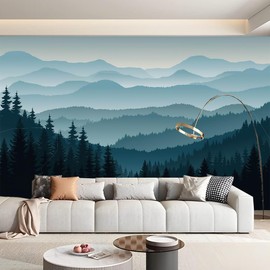 FENDROM Misty Forest Tapestry, Foggy Tree Mountains Wall Hanging Nature Pine Watercolor Woodland Wall Art for Bedroom Living Room