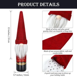 12 Pieces Gnome Wine Bottle Topper Bottle Covers Handmade Tomte Swedish Gnome Santa Claus Bottle Toppers for Christmas Dining Table Party Decorations