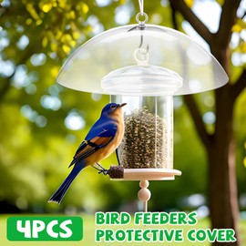 Domensi 4 Pcs 10.2 Inch Plastic Bird Feeders Dome Cover for Hanging Hummingbird Feeder Weather Guard Protective Dome Squirrel Baffle for Bird Feeder Pole Covers(Clear)