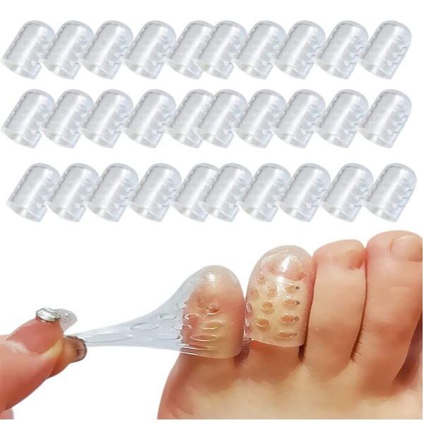 Silicone Anti-Friction Toe Protector, 30 Pcs Gel Toe Protectors Breathable Little Toe Covers for Men and Women, Toe Sleeves for Ingrown Toenails, Corns, Calluses, Blisters and Pain Relief