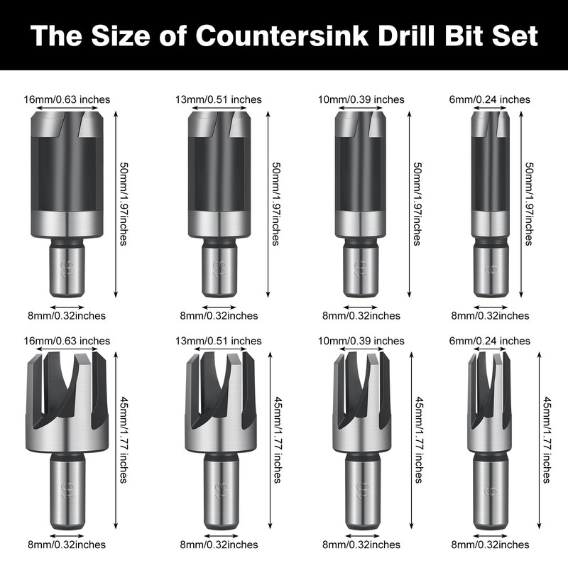 14 Pcs Countersink Drill Bit Set, 5 Wood Drill Bits
