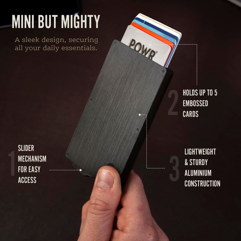 POWR RFID Blocking Card Holder, Stylish Slim Wallet and Contactless