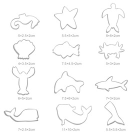 GWHOLE 12-Pieces Sea Creature Cookie Cutter Set Ocean Sea Life Mermaid Cookie and Fondant Cutter for Kids
